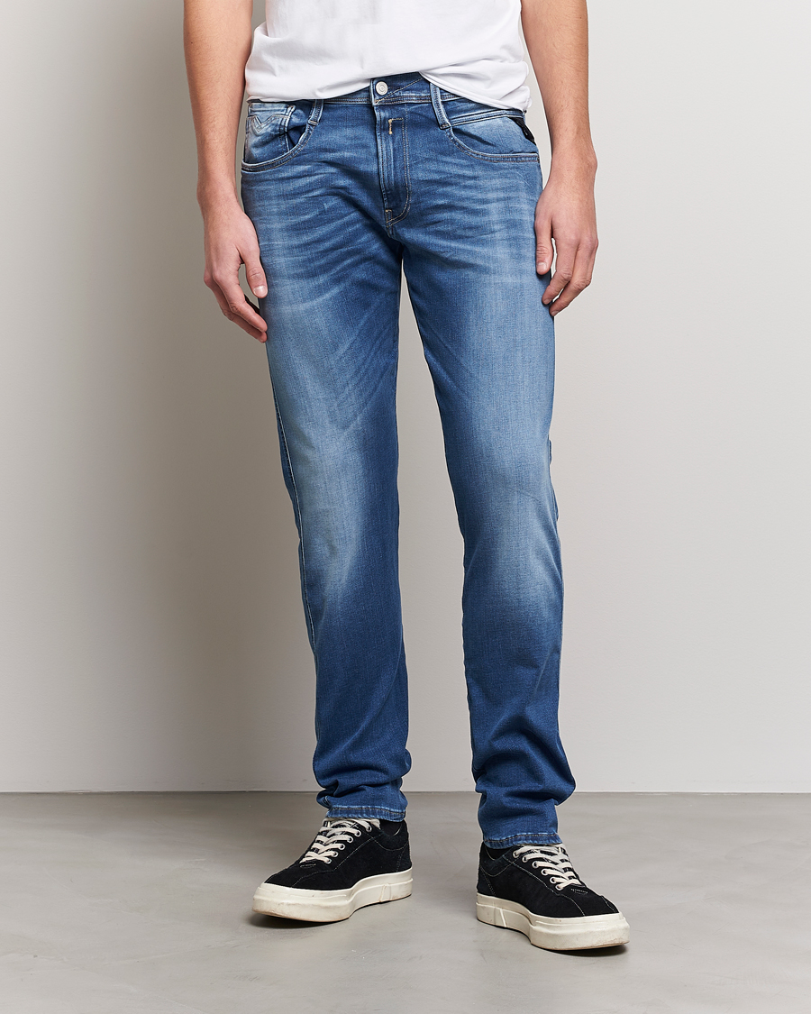 Men | Organic Menswear | Replay | Anbass Hyperflex Bio Jeans  Medium Blue