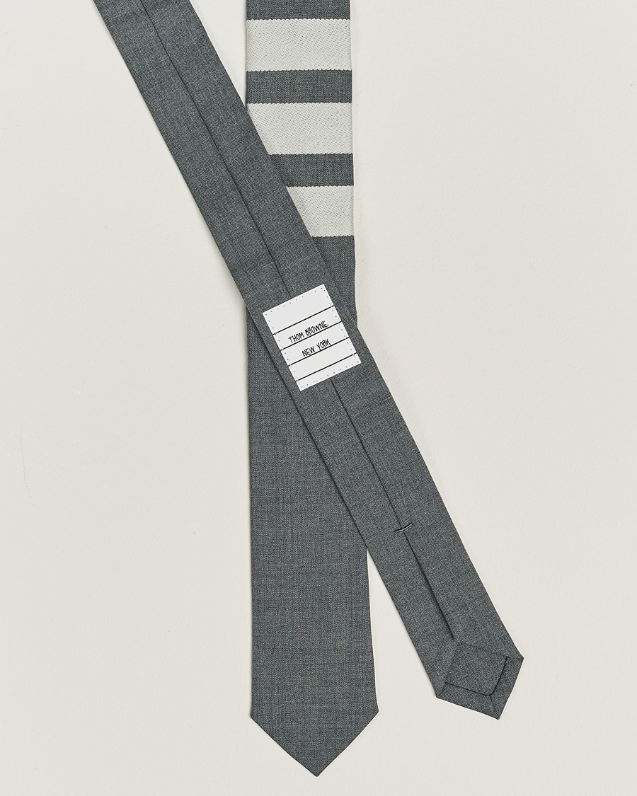 Men | Thom Browne | Thom Browne | 4 Bar Classic Tie Medium Grey