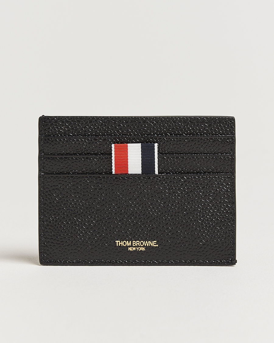 Men | Thom Browne Pebble Grain Single Card Holder Black | Thom Browne | Pebble Grain Single Card Holder Black