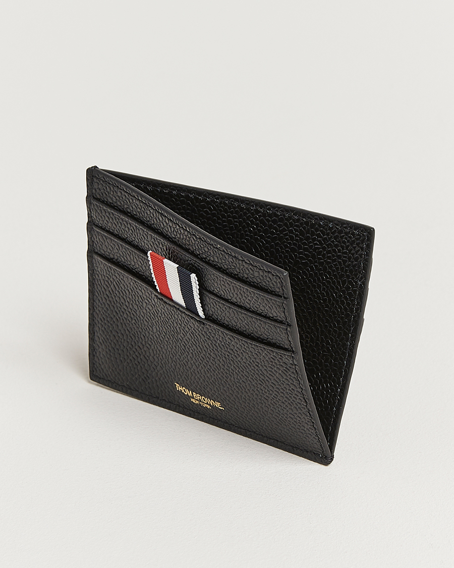 Men | Thom Browne Pebble Grain Single Card Holder Black | Thom Browne | Pebble Grain Single Card Holder Black