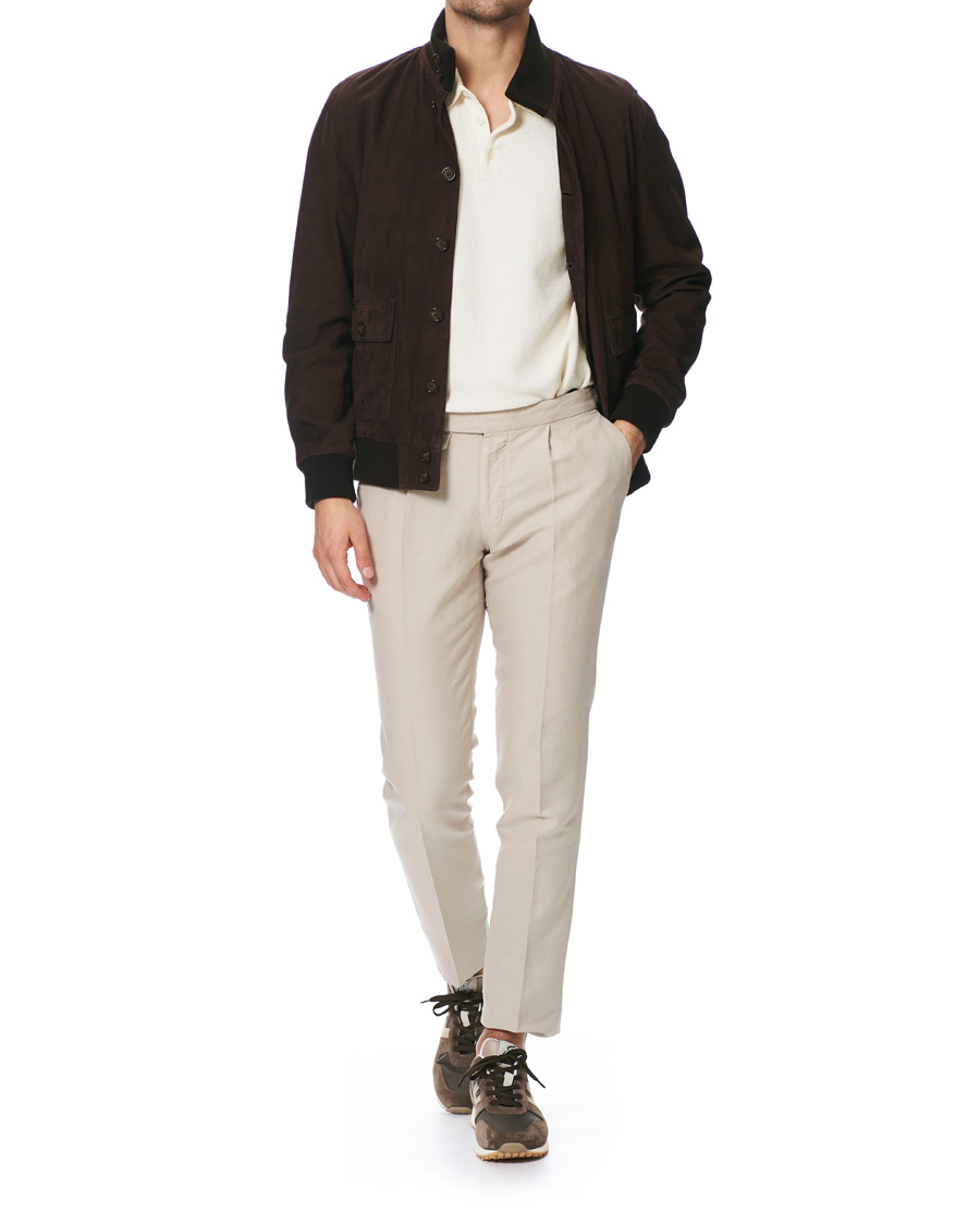 Men | Trousers | Incotex | Slim Fit Pleated Chinolino Trousers Beige