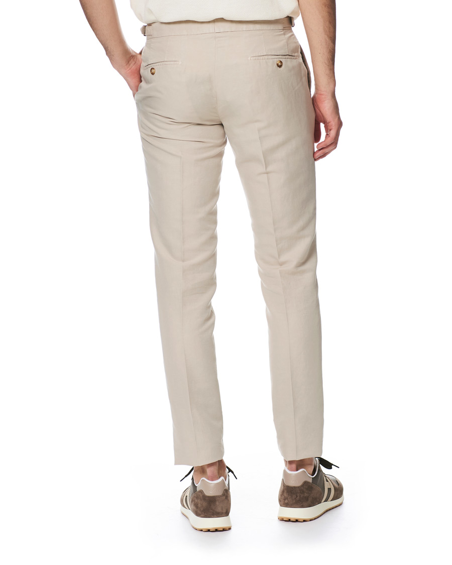 Men | Trousers | Incotex | Slim Fit Pleated Chinolino Trousers Beige