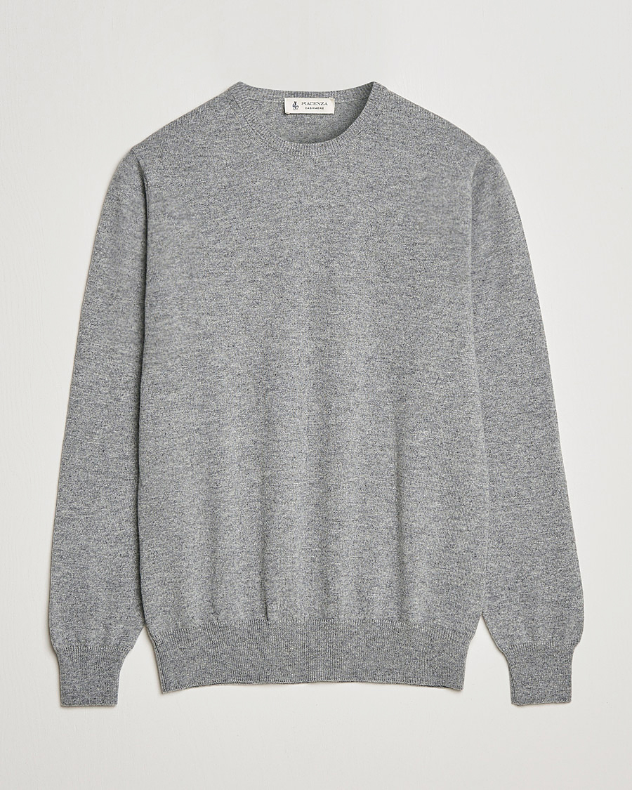 Men | Sweaters & Knitwear | Piacenza Cashmere | Cashmere Crew Neck Sweater Light Grey