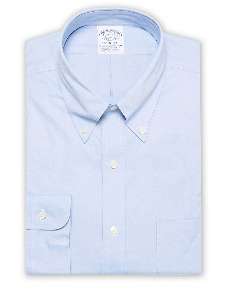 Brooks Brothers Regent Fit Non Iron Oxford Shirt Light Blue at