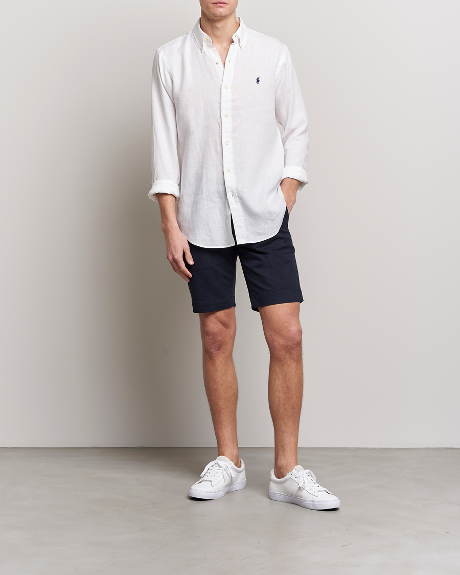 Men | Shirts | Polo Ralph Lauren | Custom Fit Linen Button Down White