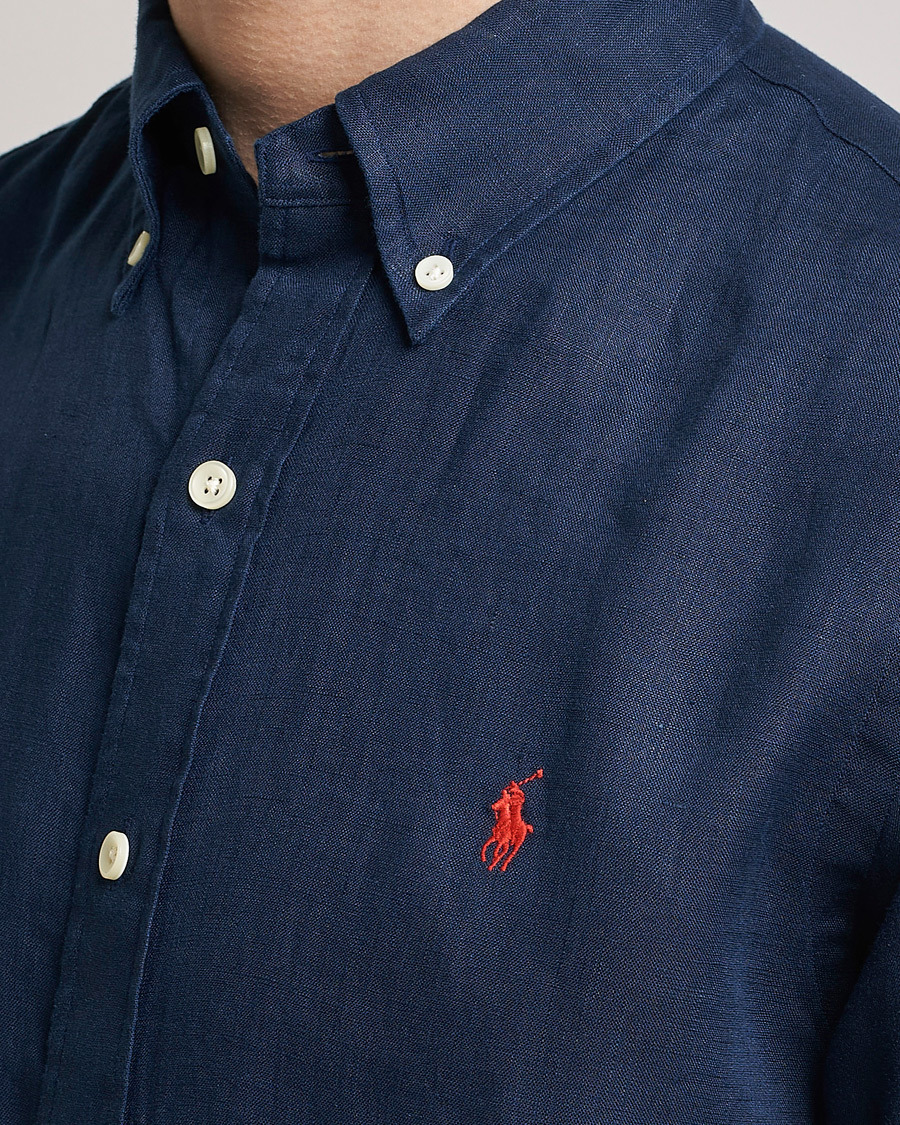 Men | Shirts | Polo Ralph Lauren | Custom Fit Linen Button Down Newport Navy