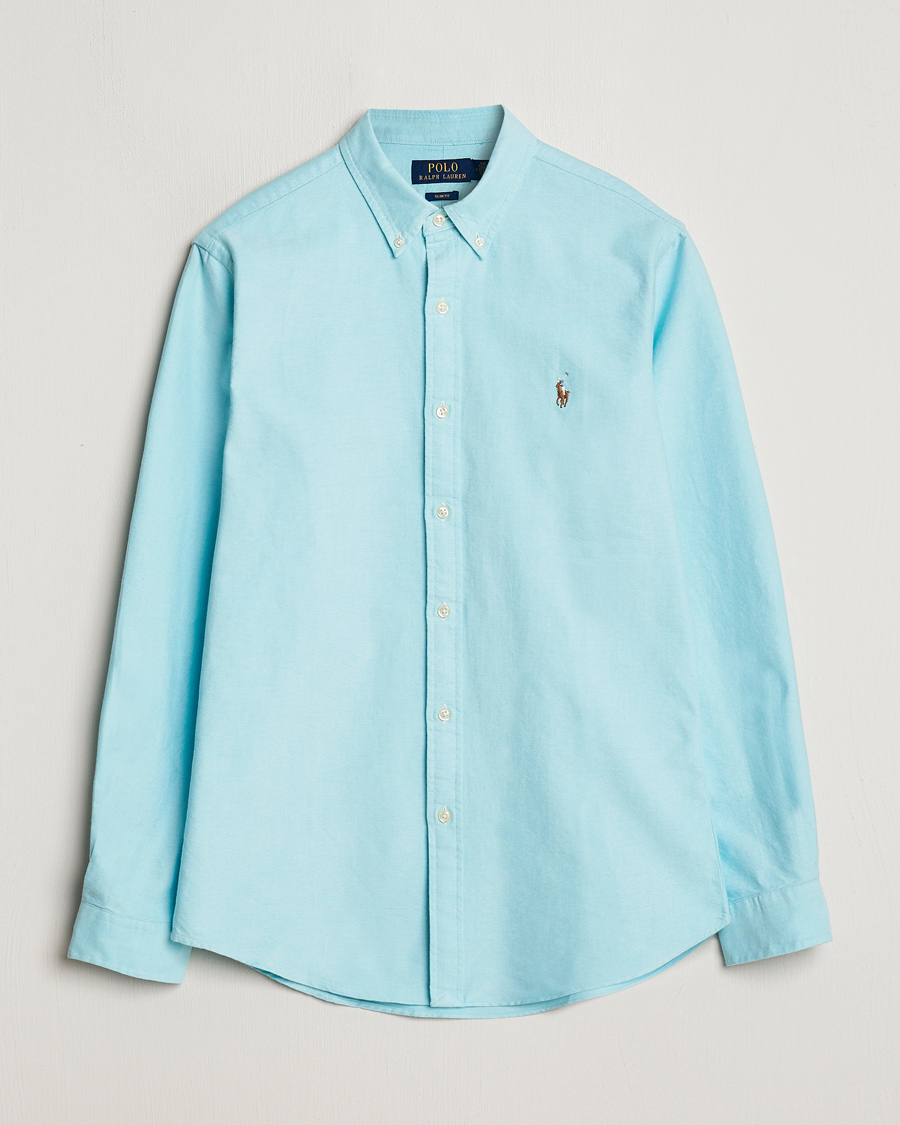 Men | Shirts | Polo Ralph Lauren | Slim Fit Oxford Button Down Shirt Aegean Blue