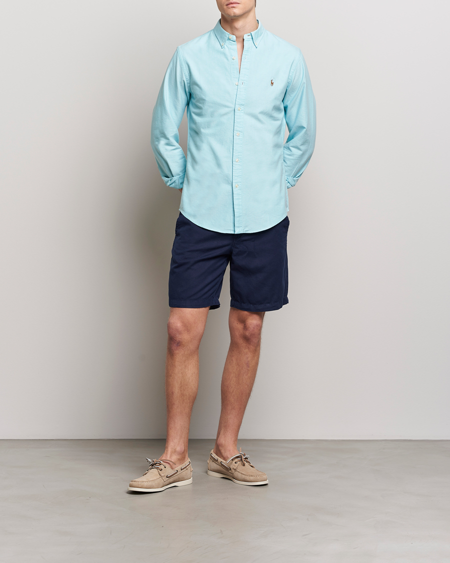 Men | Shirts | Polo Ralph Lauren | Slim Fit Oxford Button Down Shirt Aegean Blue