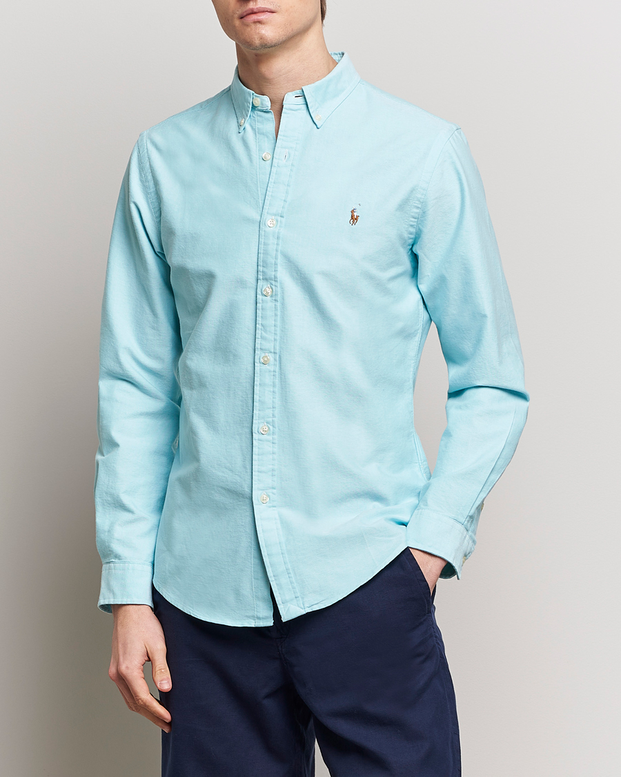 Men | Oxford Shirts | Polo Ralph Lauren | Slim Fit Oxford Button Down Shirt Aegean Blue