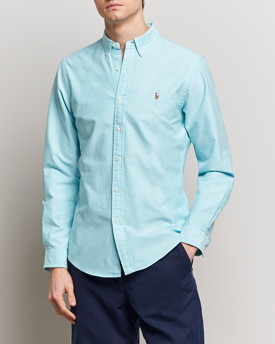 Men | Shirts | Polo Ralph Lauren | Slim Fit Oxford Button Down Shirt Aegean Blue