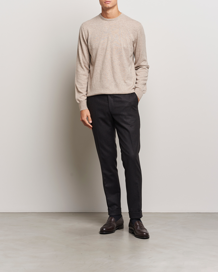 Men | Sweaters & Knitwear | Piacenza Cashmere | Cashmere Crew Neck Sweater Beige