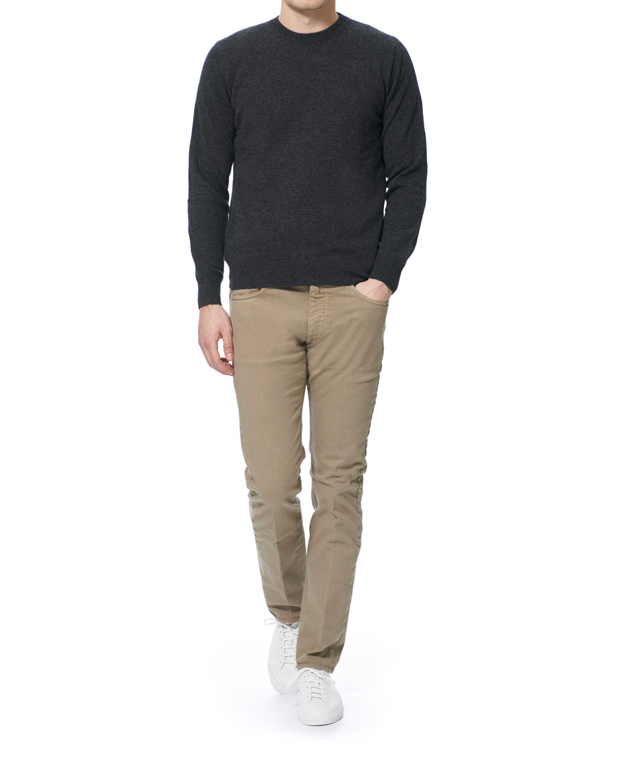Men | Sweaters & Knitwear | Piacenza Cashmere | Cashmere Crew Neck Sweater Charcoal