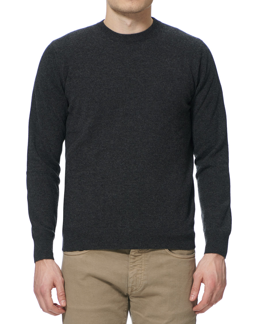 Men | Sweaters & Knitwear | Piacenza Cashmere | Cashmere Crew Neck Sweater Charcoal