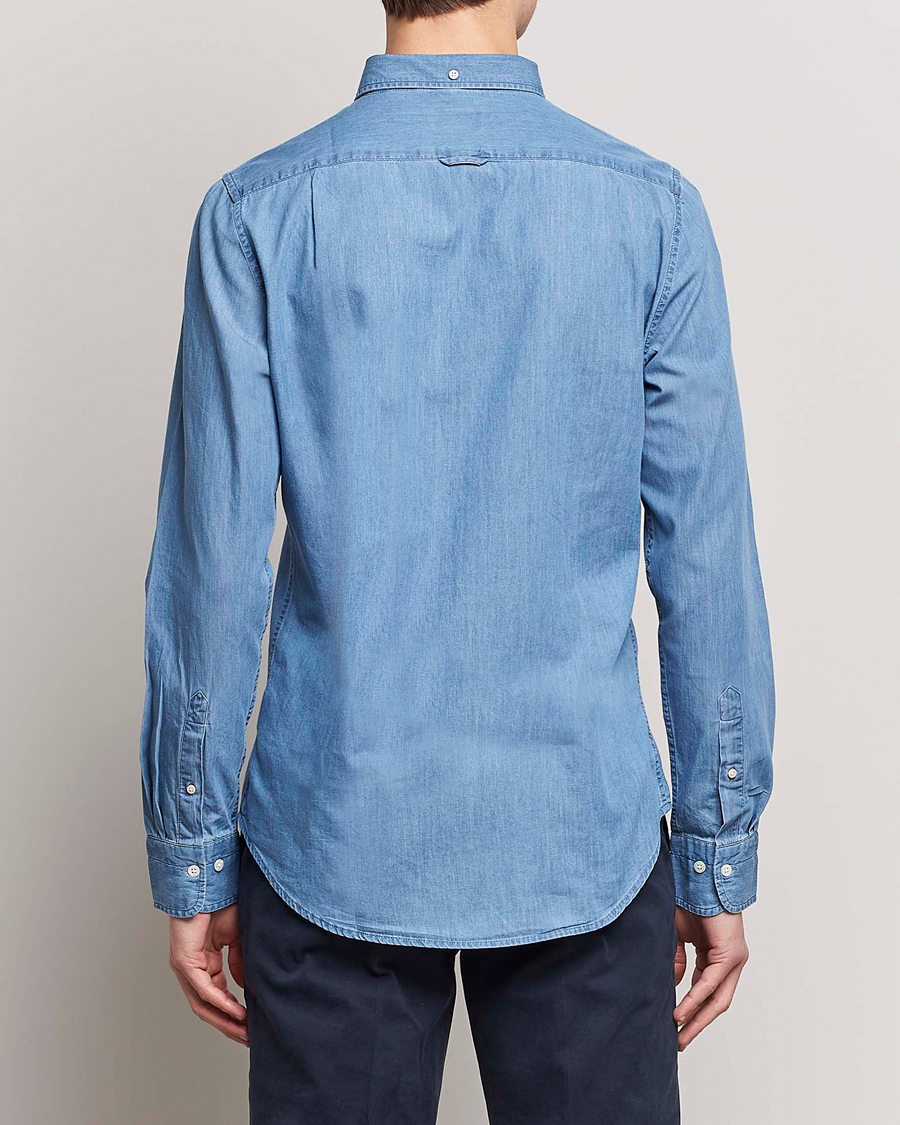 Men | Shirts | GANT | Slim Fit Indigo Shirt Semi Light Blue
