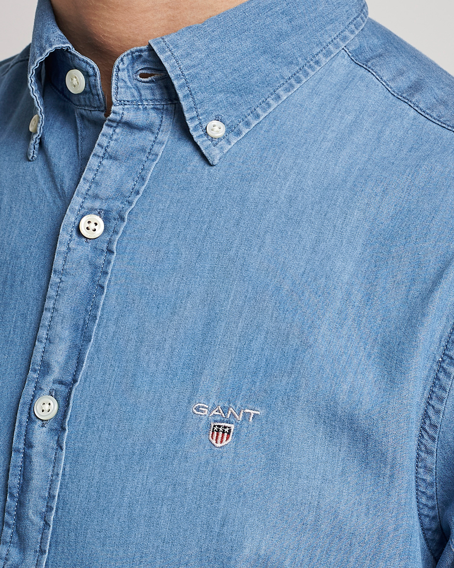 Men | Shirts | GANT | Slim Fit Indigo Shirt Semi Light Blue