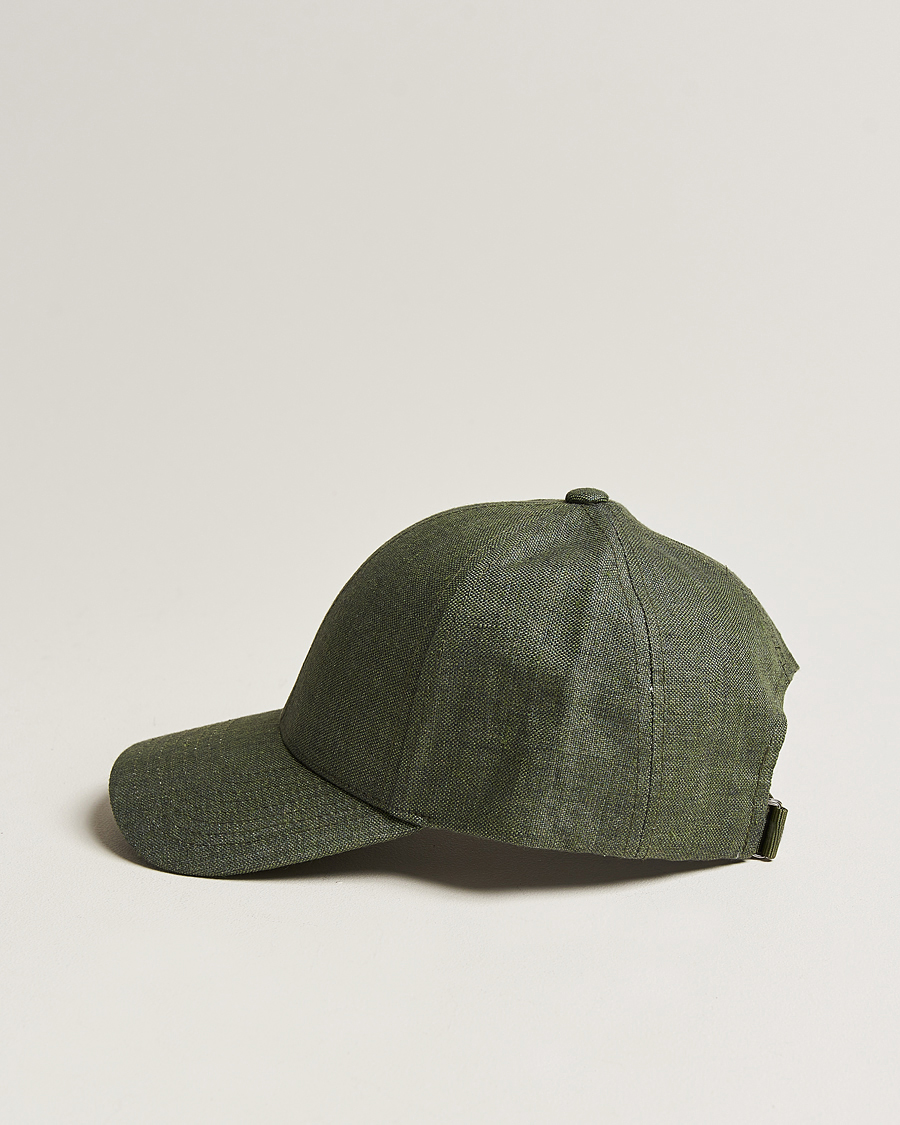 Men | Caps | Varsity Headwear | Linen Baseball Cap French Olive