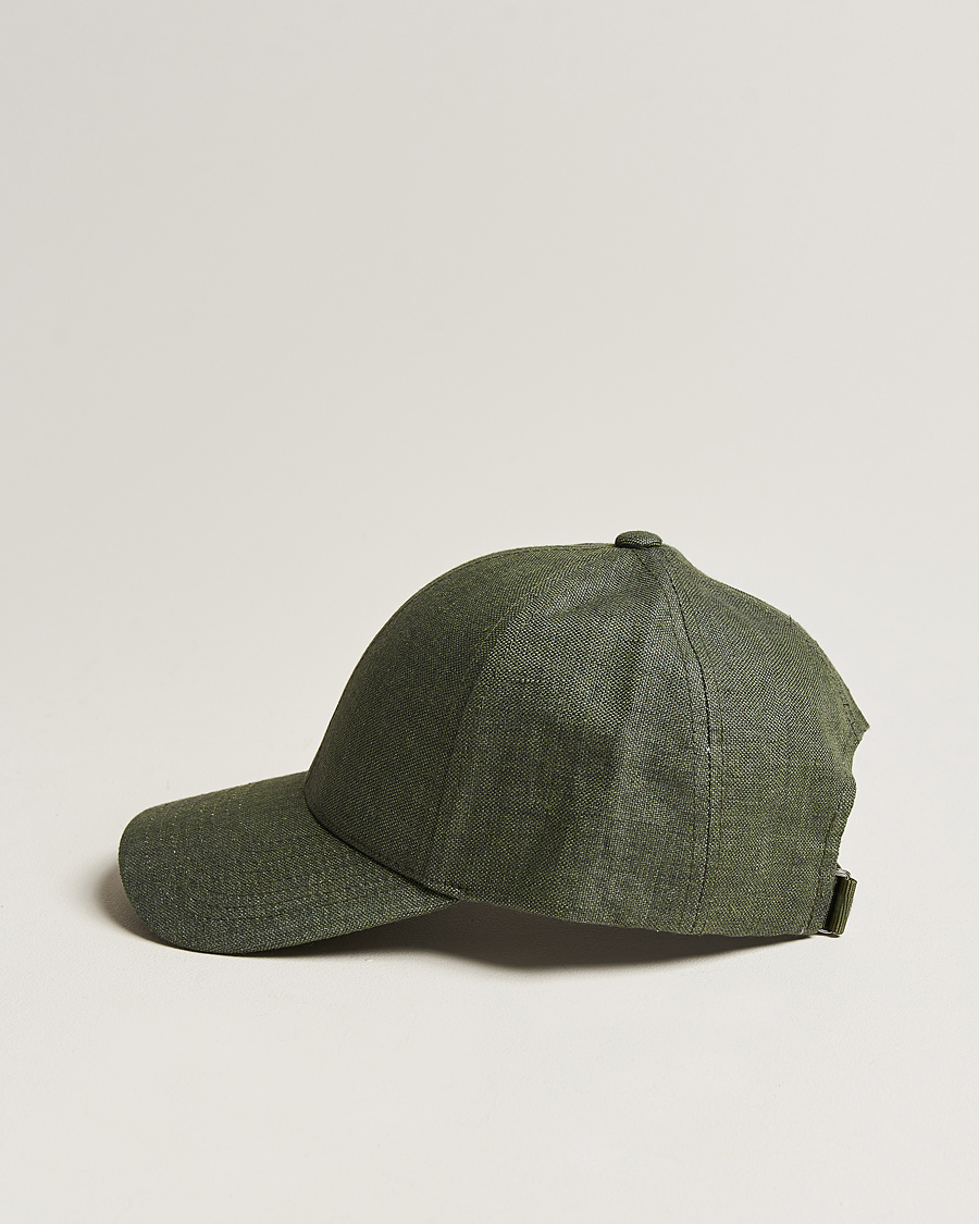Men | Hats & Caps | Varsity Headwear | Linen Baseball Cap French Olive
