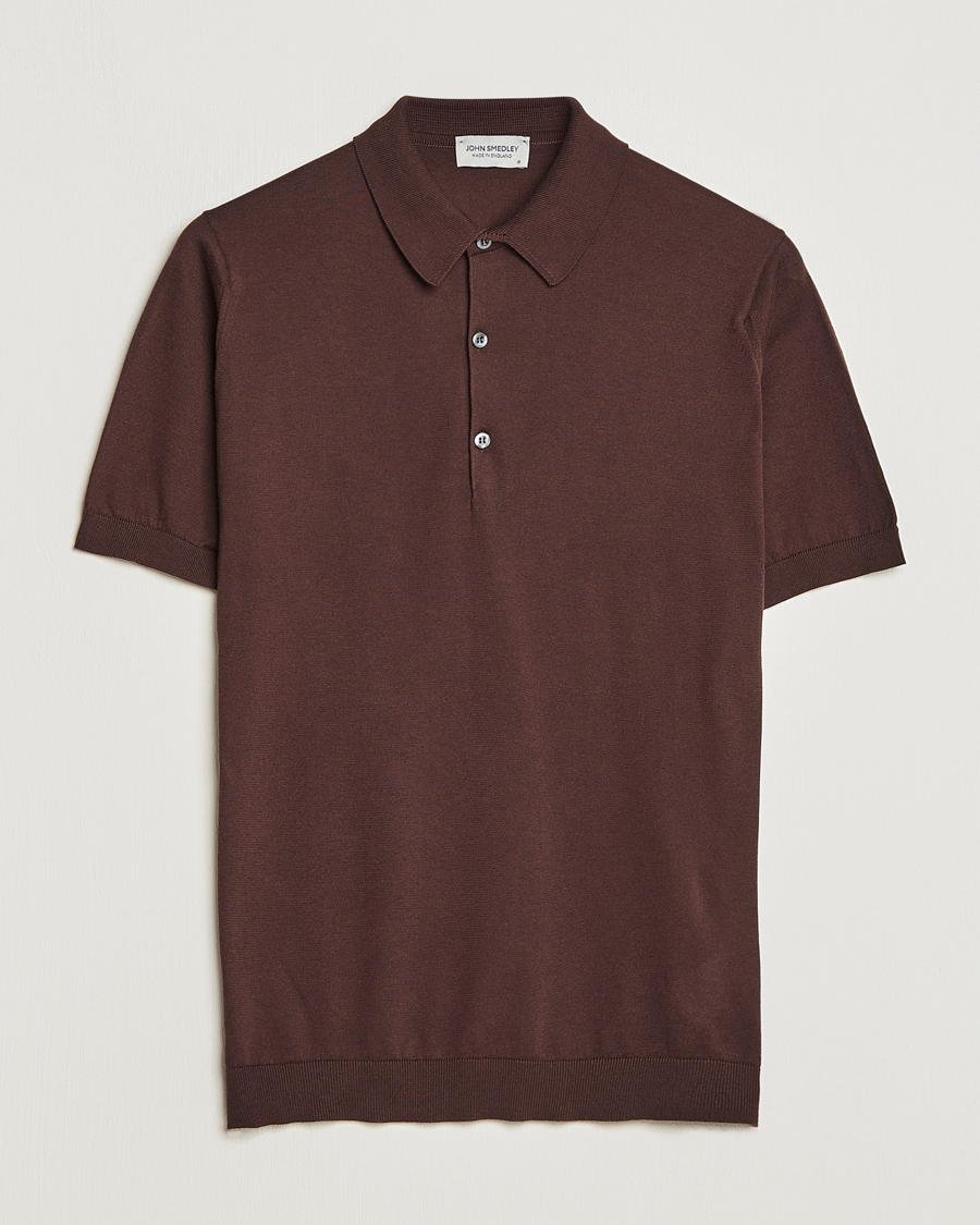 Men | Polo Shirts | John Smedley | Adrian Slim Fit Sea Island Polo Coffee Bean