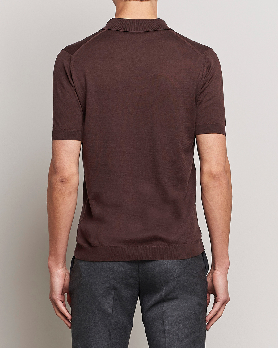 Men | Polo Shirts | John Smedley | Adrian Slim Fit Sea Island Polo Coffee Bean