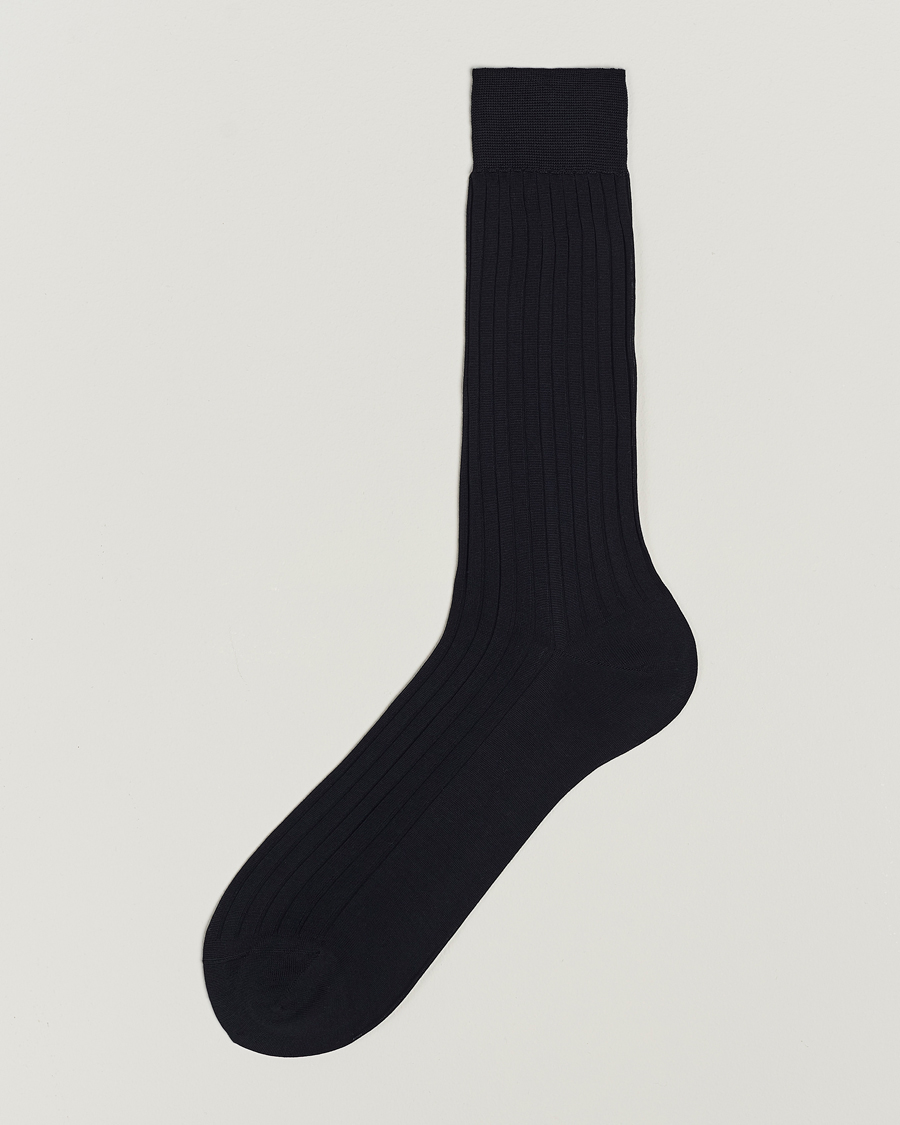 Men | Bresciani | Bresciani | Cotton Ribbed Short Socks Navy