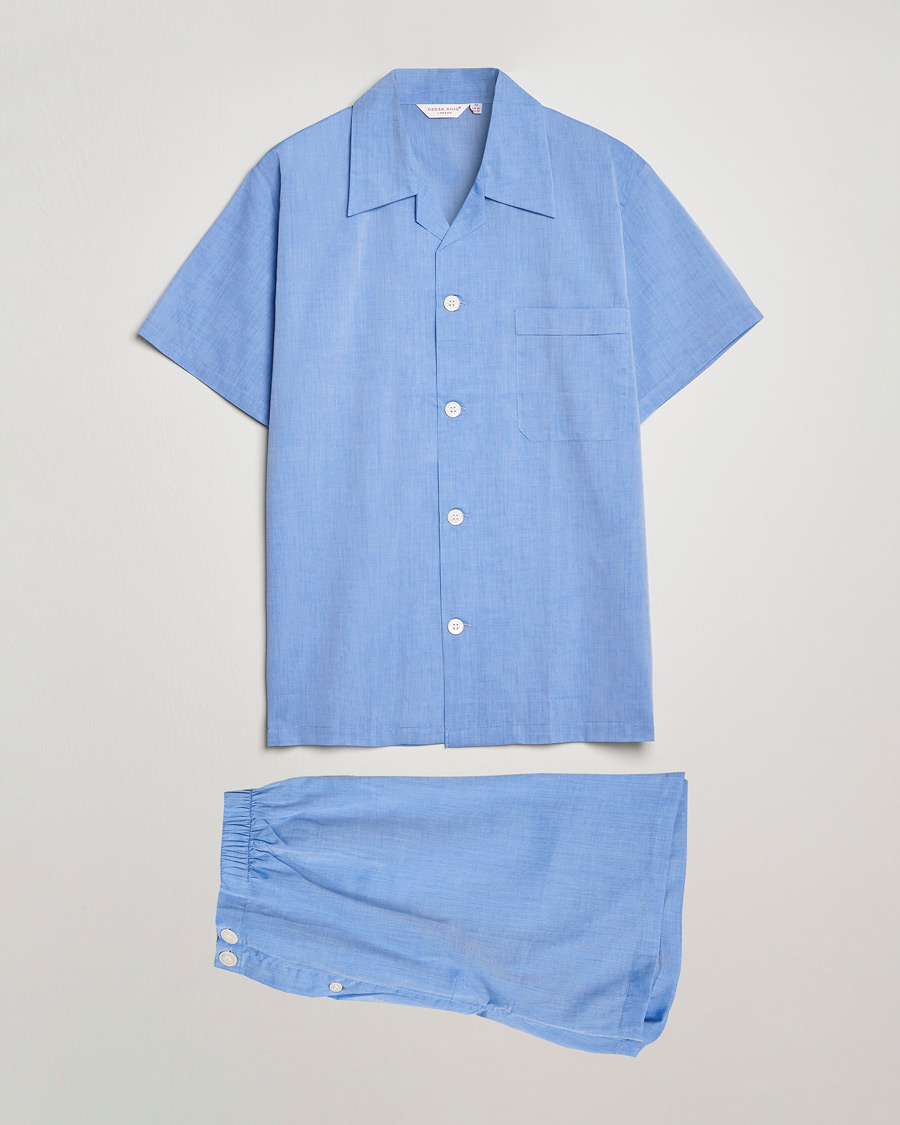 Men |  | Derek Rose | Shortie Cotton Pyjama Set Blue