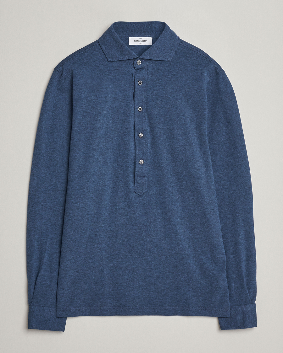 Men | Shirts | Gran Sasso | Popover Shirt Blue