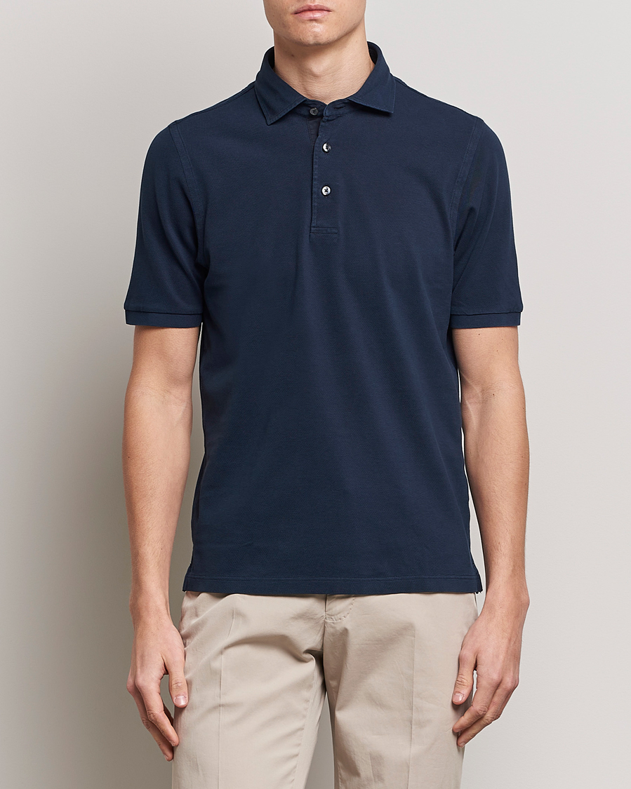 Men | Short Sleeve Polo Shirts | Gran Sasso | Washed Polo Navy