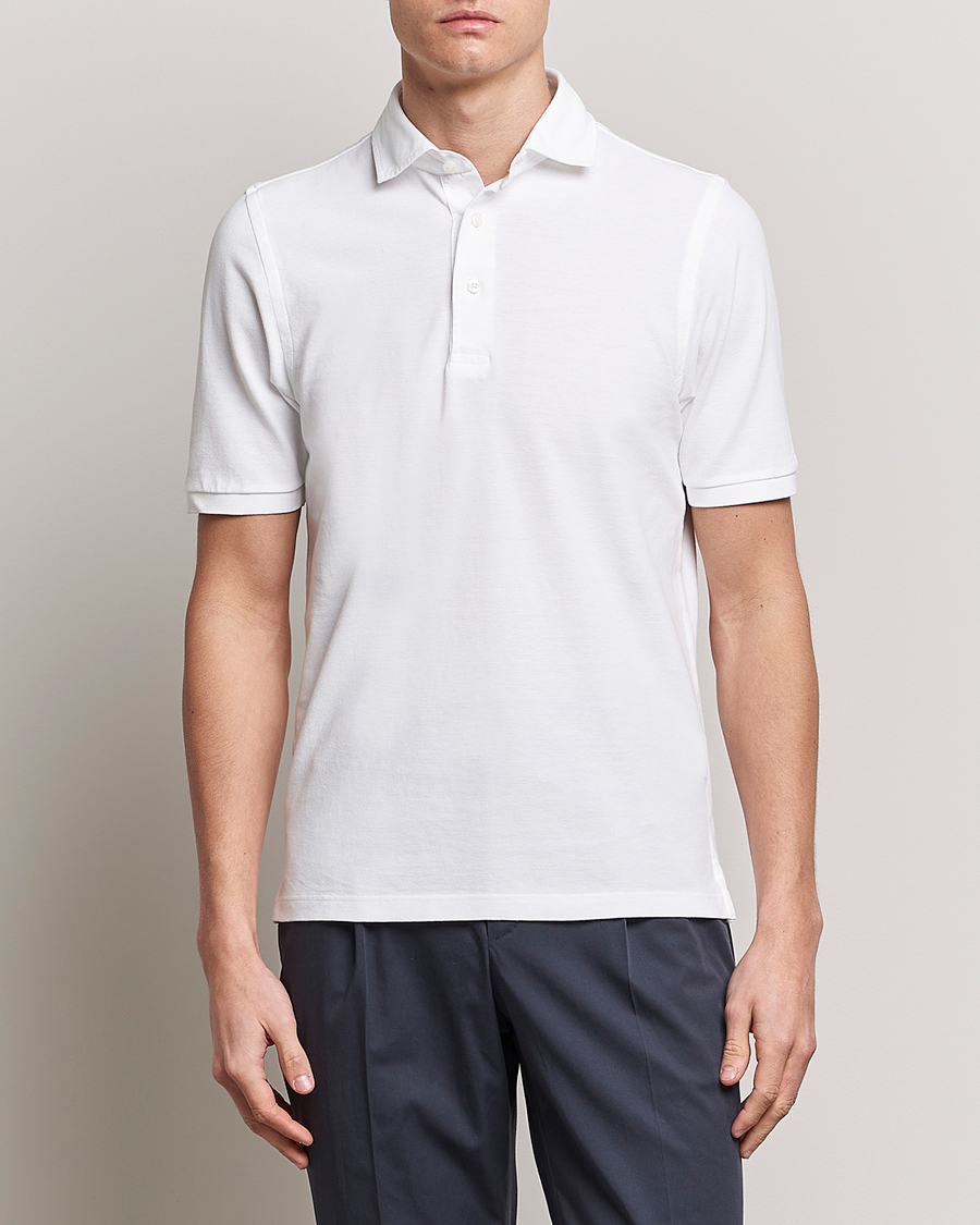 Men | Short Sleeve Polo Shirts | Gran Sasso | Washed Polo White