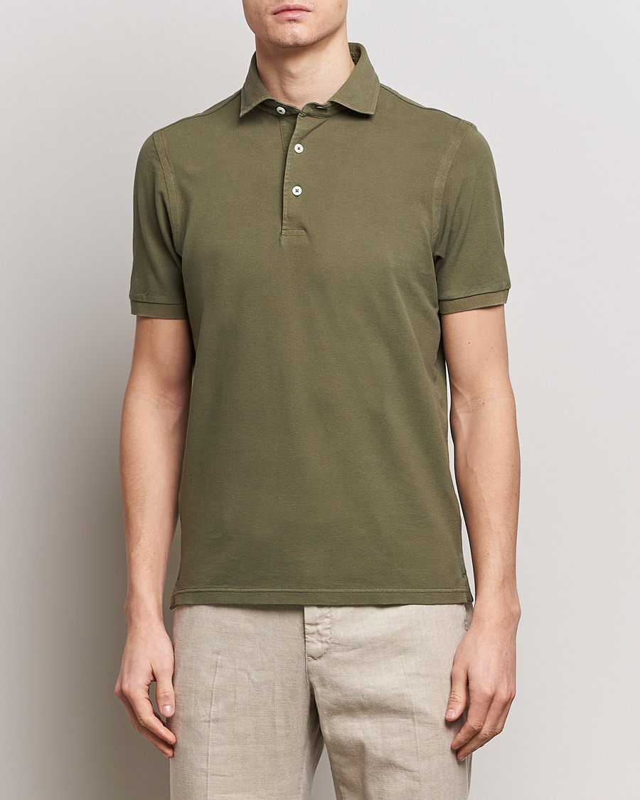Men | Polo Shirts | Gran Sasso | Washed Polo Medium Green