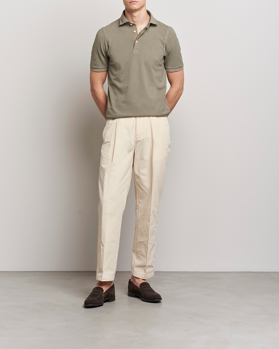 Men | Polo Shirts | Gran Sasso | Washed Polo Concrete Beige