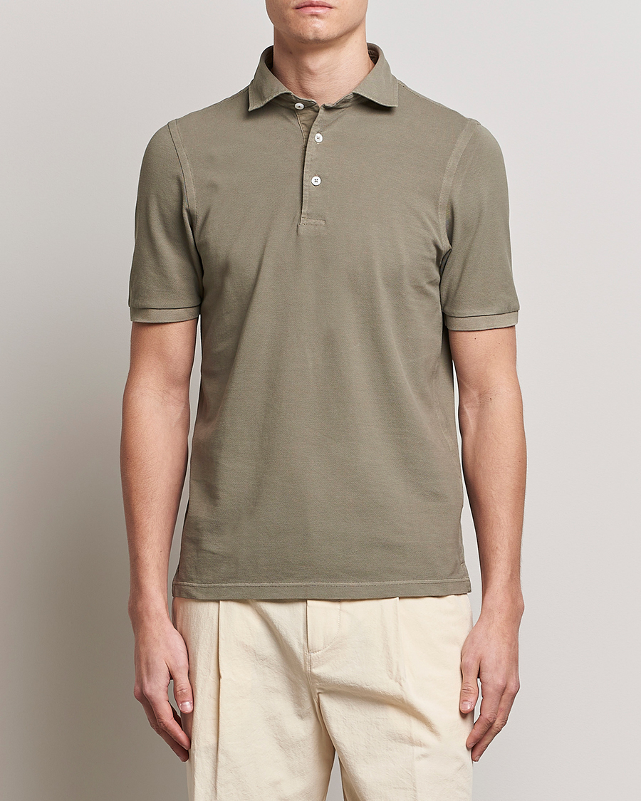 Men | Short Sleeve Polo Shirts | Gran Sasso | Washed Polo Concrete Beige