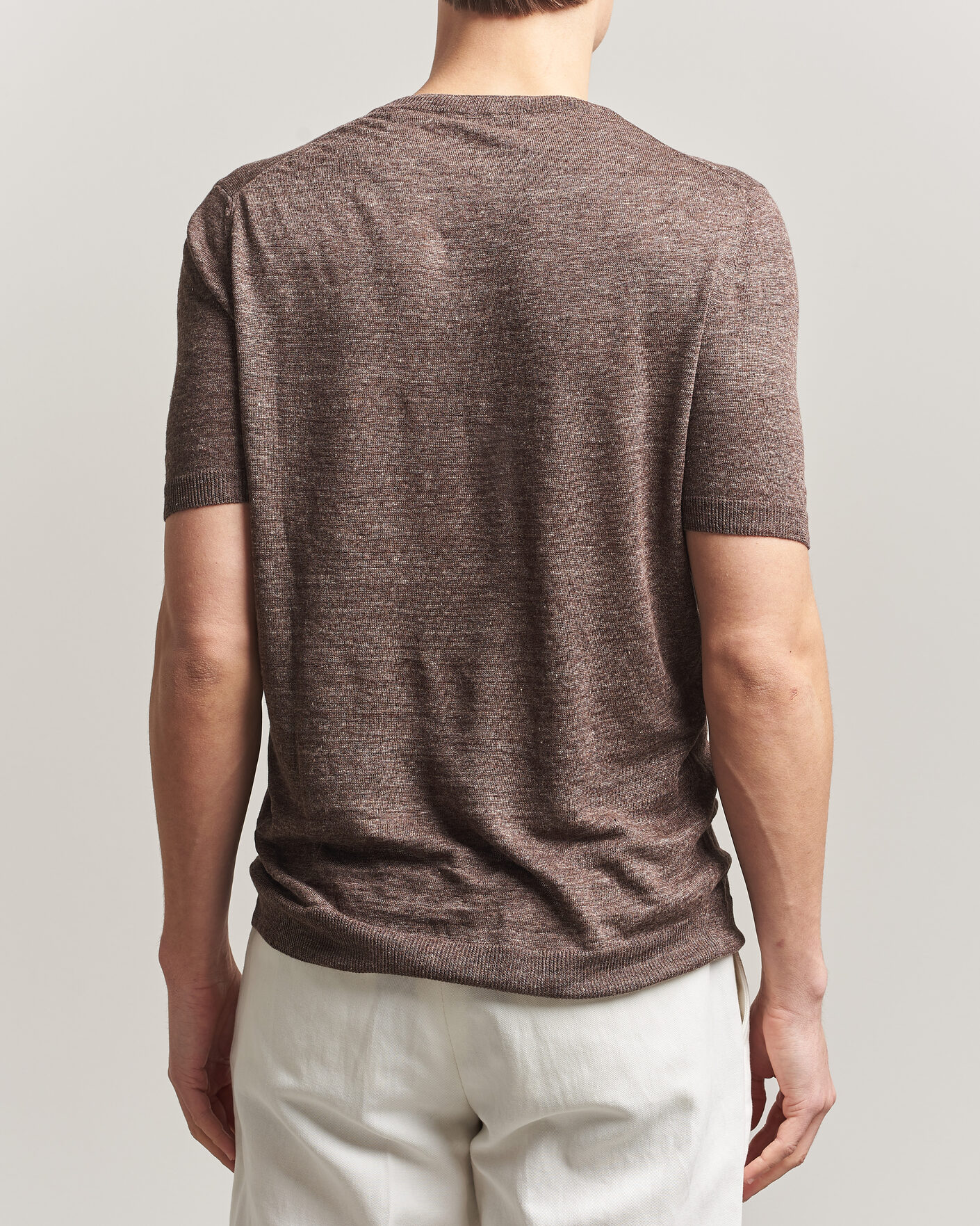 Gran Sasso Crew Neck Linen Tee Light Brown at CareOfCarl.com