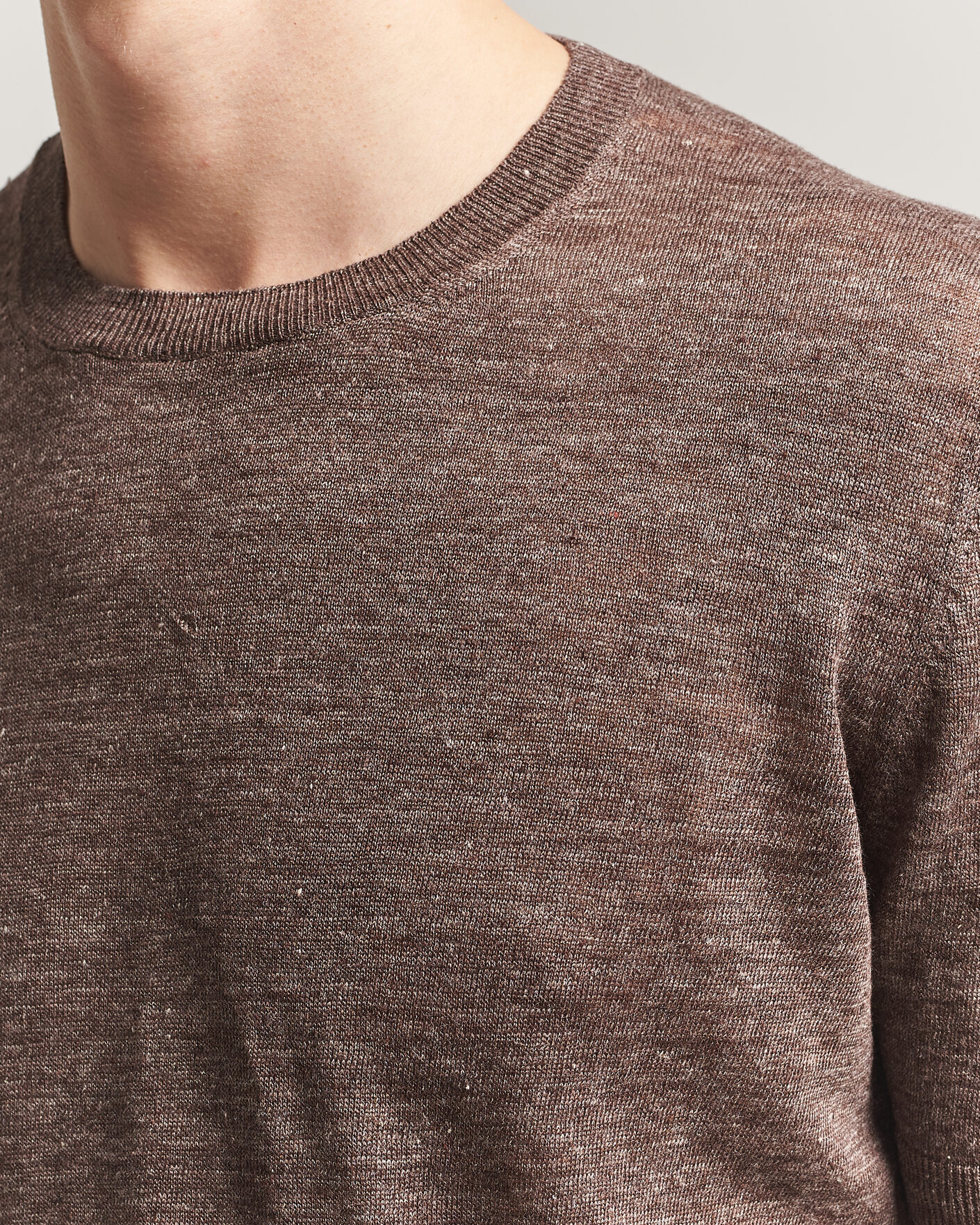 Gran Sasso Crew Neck Linen Tee Light Brown at CareOfCarl.com