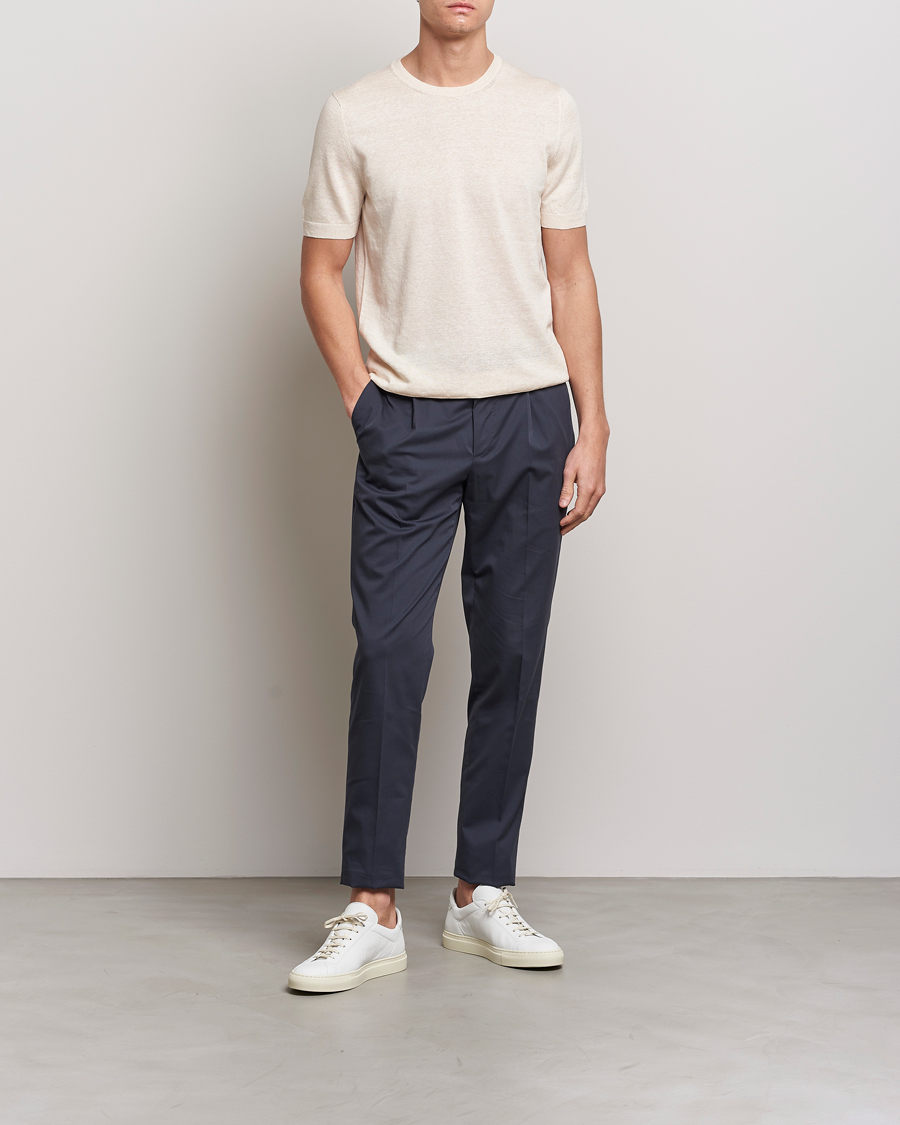 Men | T-Shirts | Gran Sasso | Cotton/Linen Knitted Tee Cream