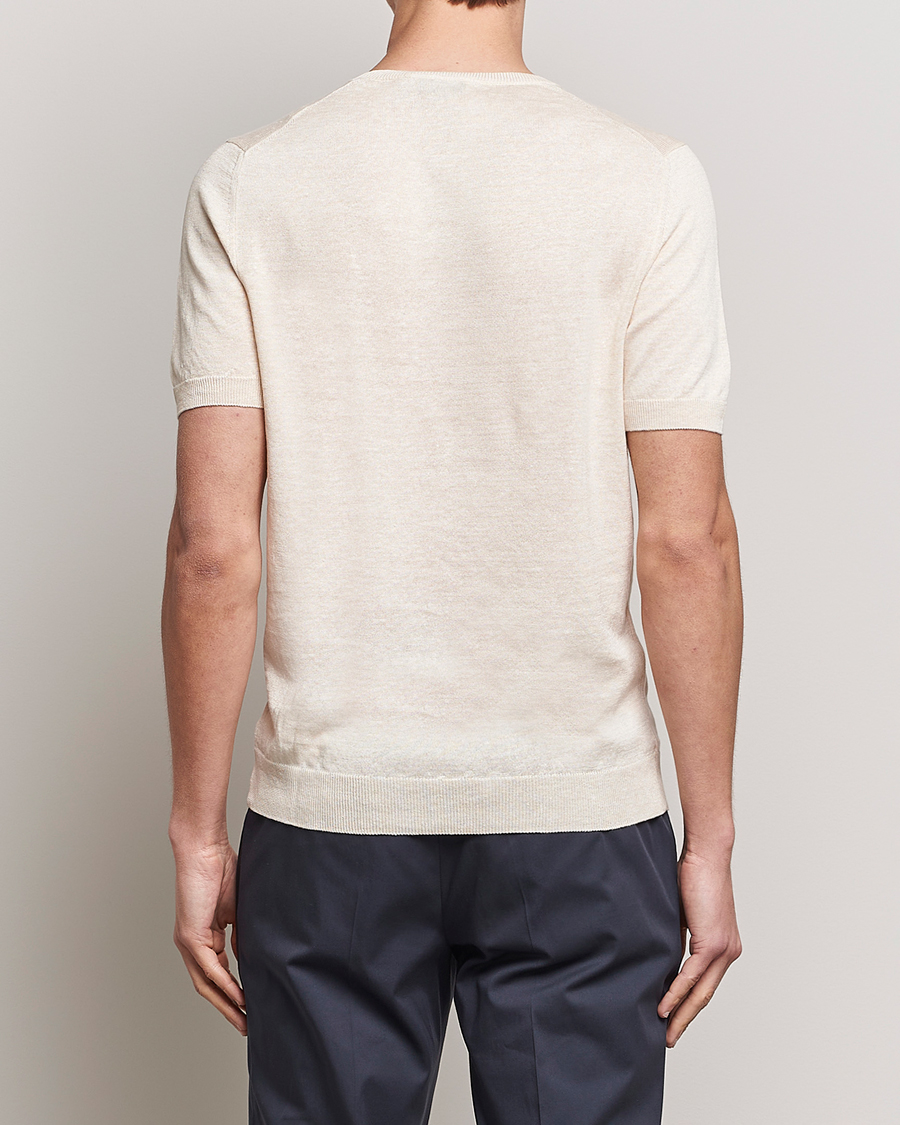 Men | T-Shirts | Gran Sasso | Cotton/Linen Knitted Tee Cream