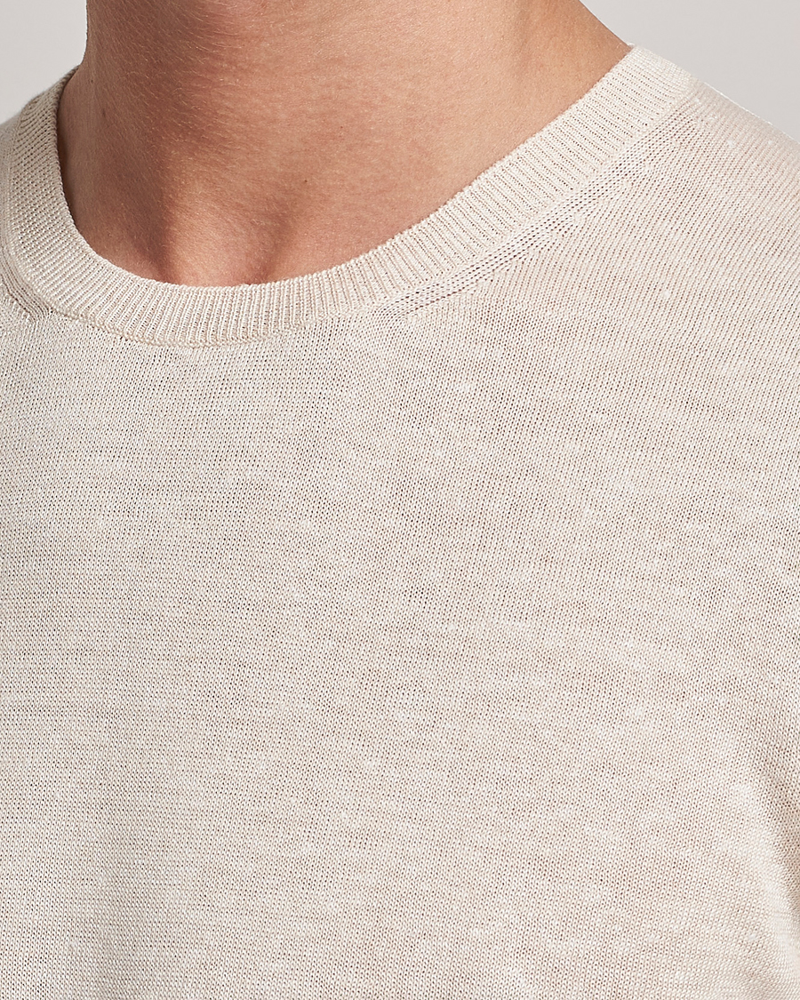 Men | T-Shirts | Gran Sasso | Cotton/Linen Knitted Tee Cream