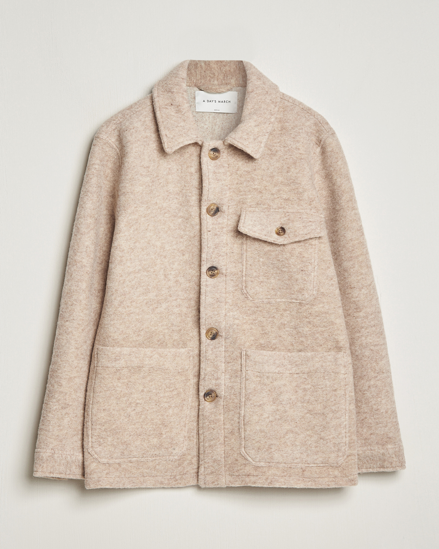 Men | Casual Jackets | A Day's March | Chaumont Heavy Wool Overshirt Sand