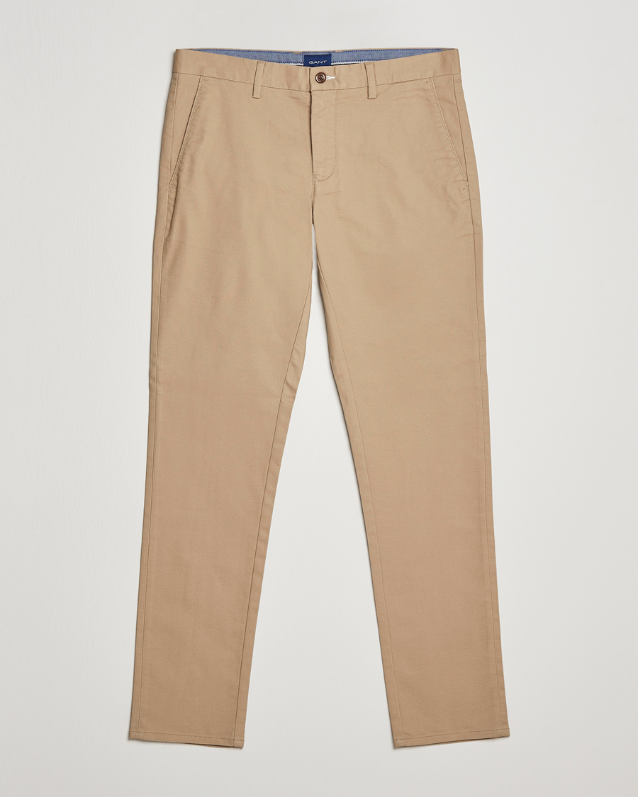 Men | Trousers | GANT | Slim Fit Tech Prep Chino Dark Khaki