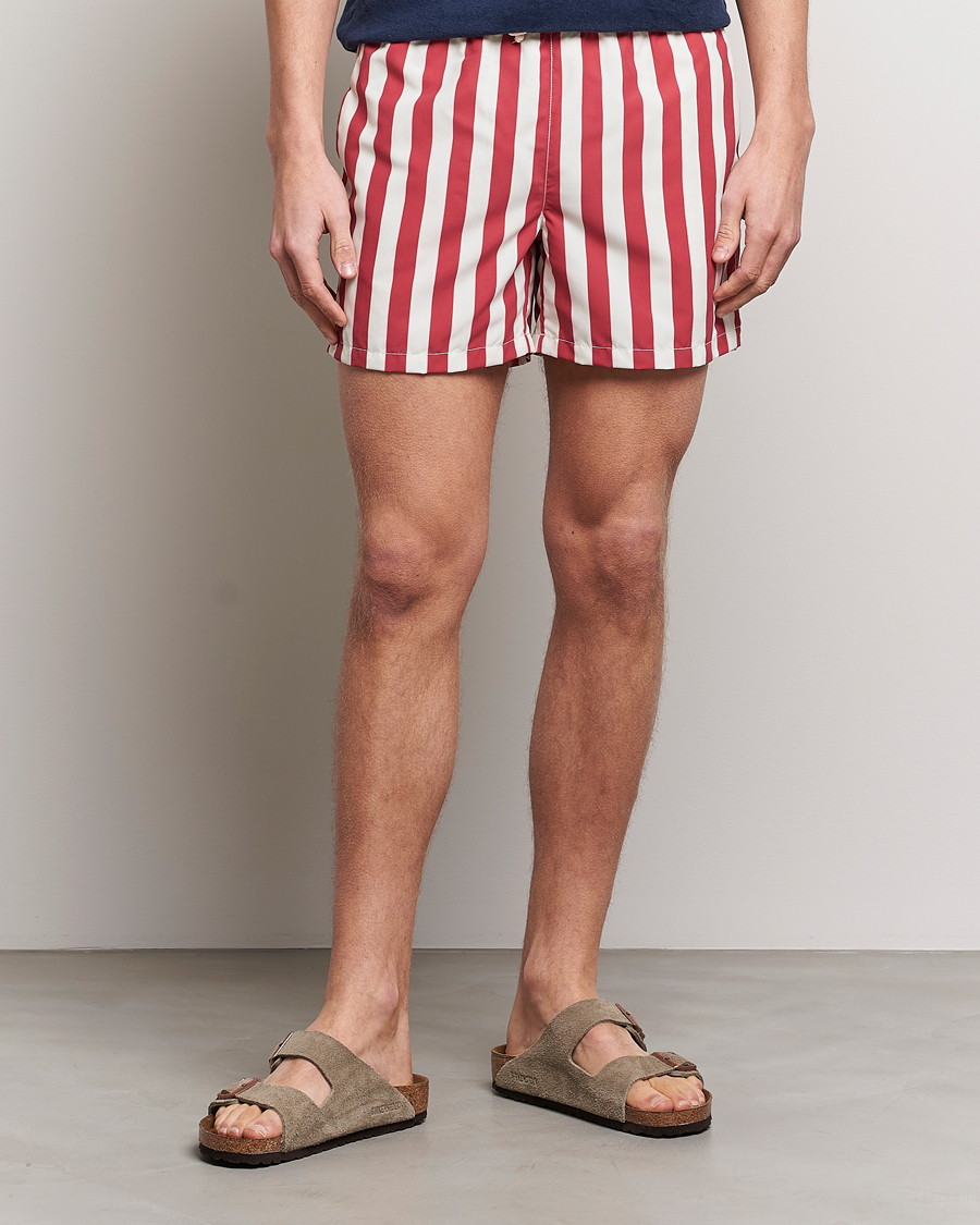 Men | Drawstring swim shorts | Ripa Ripa | Paraggi Striped Swimshorts Red/White