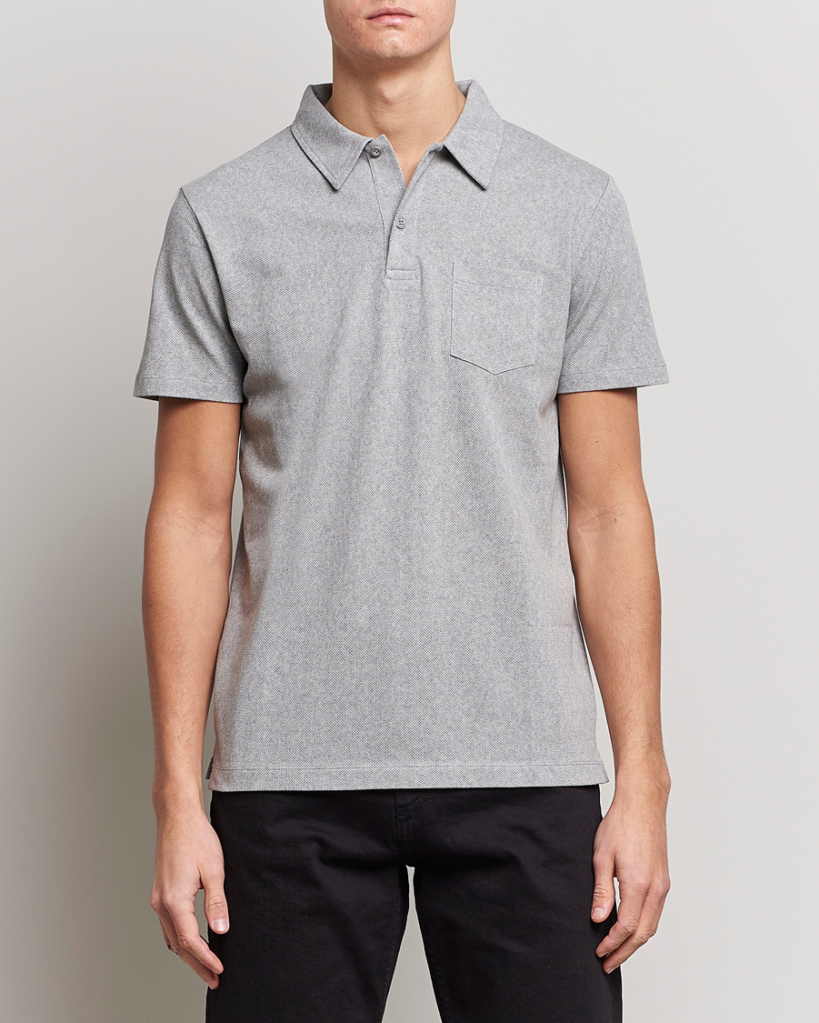 Men |  | Sunspel | Riviera Polo Shirt Grey Melange