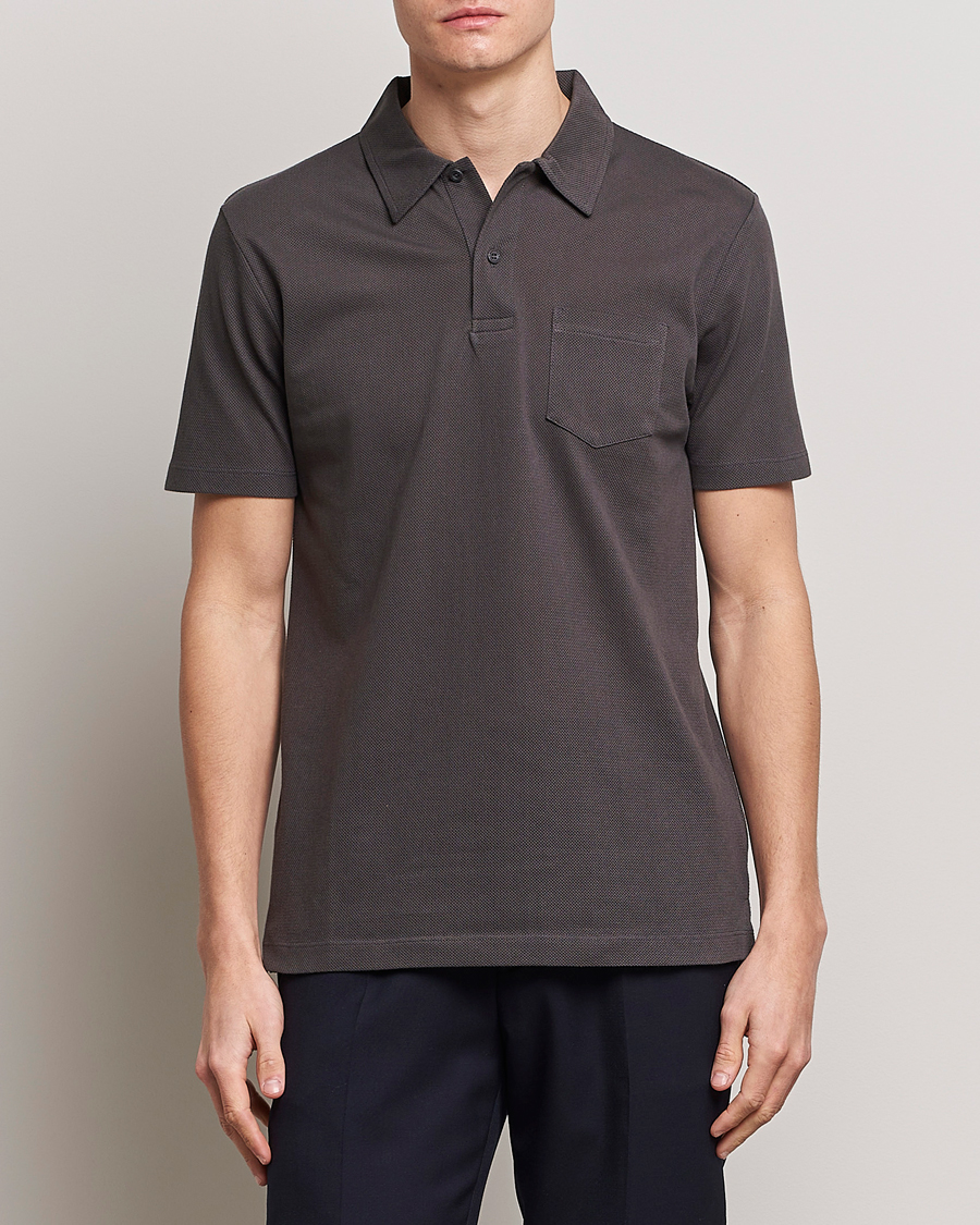 Men | Polo Shirts | Sunspel | Riviera Polo Shirt Charcoal