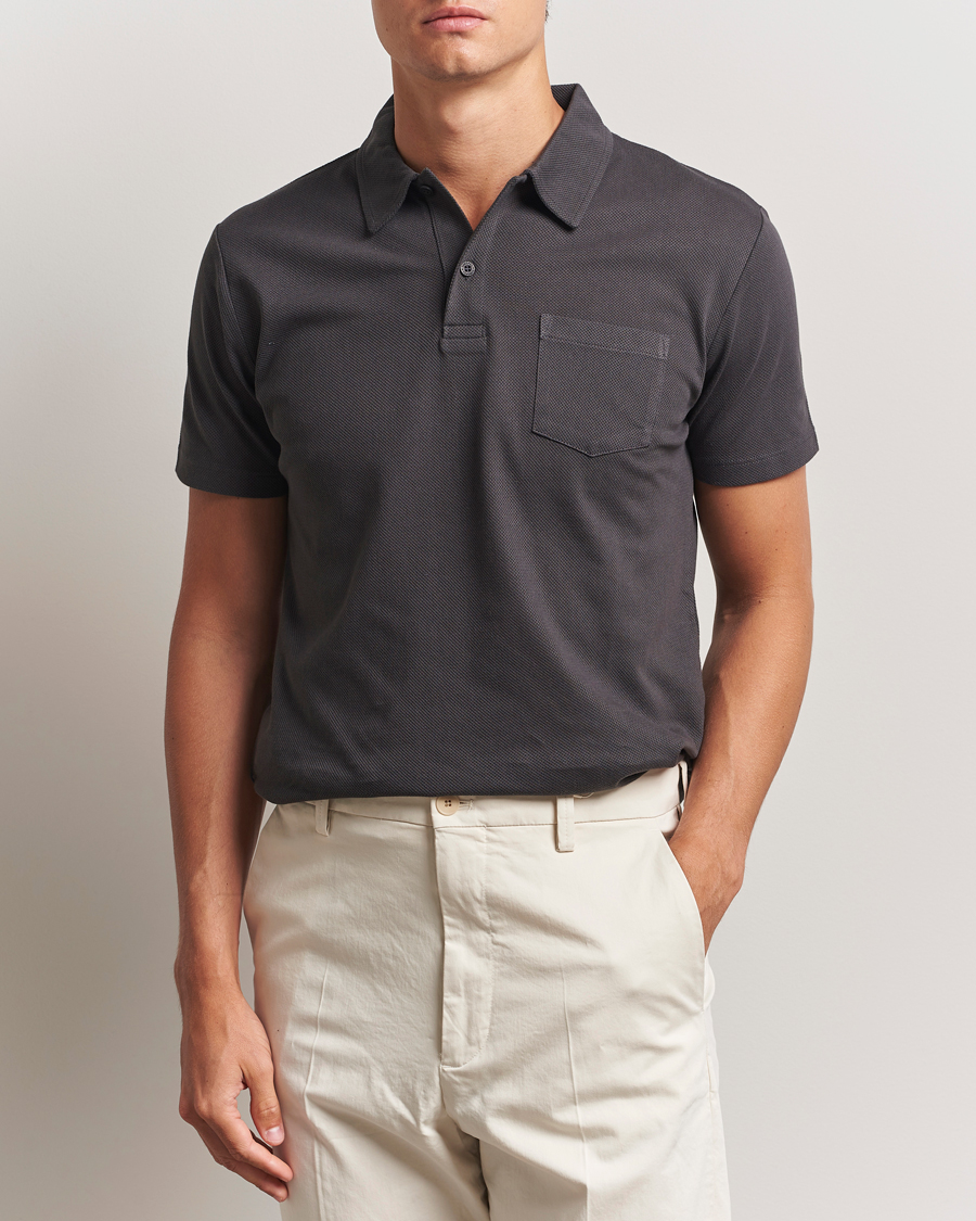 Men | Polo Shirts | Sunspel | Riviera Polo Shirt Charcoal