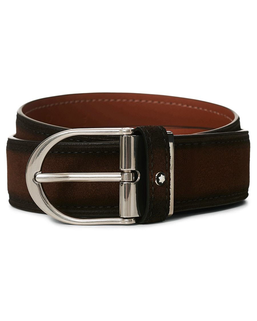 Men | Montblanc Horseshoe Buckle Belt 35mm Light Brown Suede | Montblanc | Horseshoe Buckle Belt 35mm Light Brown Suede