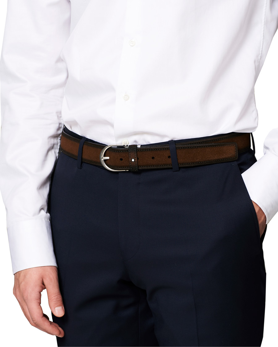 Men | Montblanc Horseshoe Buckle Belt 35mm Light Brown Suede | Montblanc | Horseshoe Buckle Belt 35mm Light Brown Suede