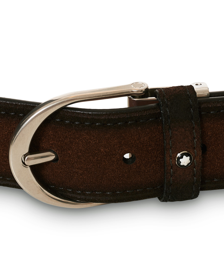 Men | Montblanc Horseshoe Buckle Belt 35mm Light Brown Suede | Montblanc | Horseshoe Buckle Belt 35mm Light Brown Suede