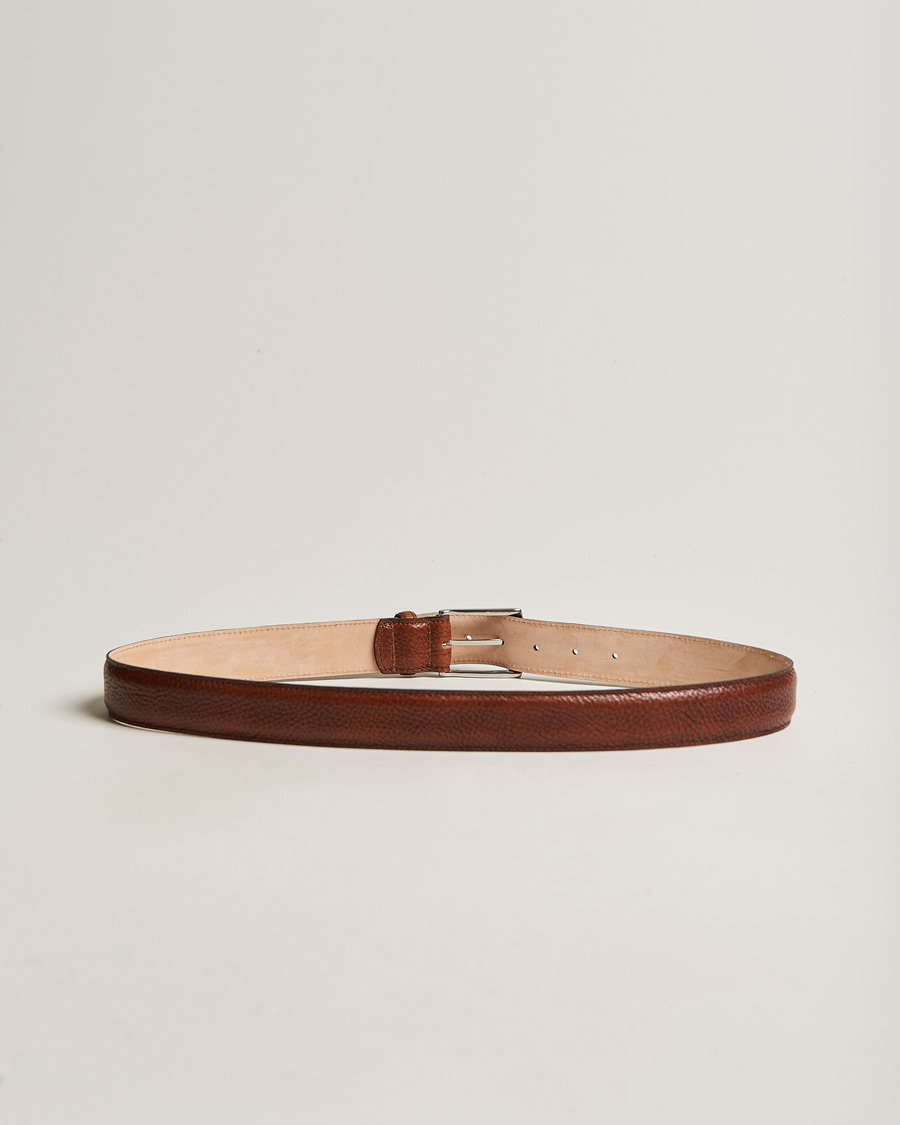 Men | Accessories | Loake 1880 | Henry Grained Leather Belt 3,3 cm Mahogany