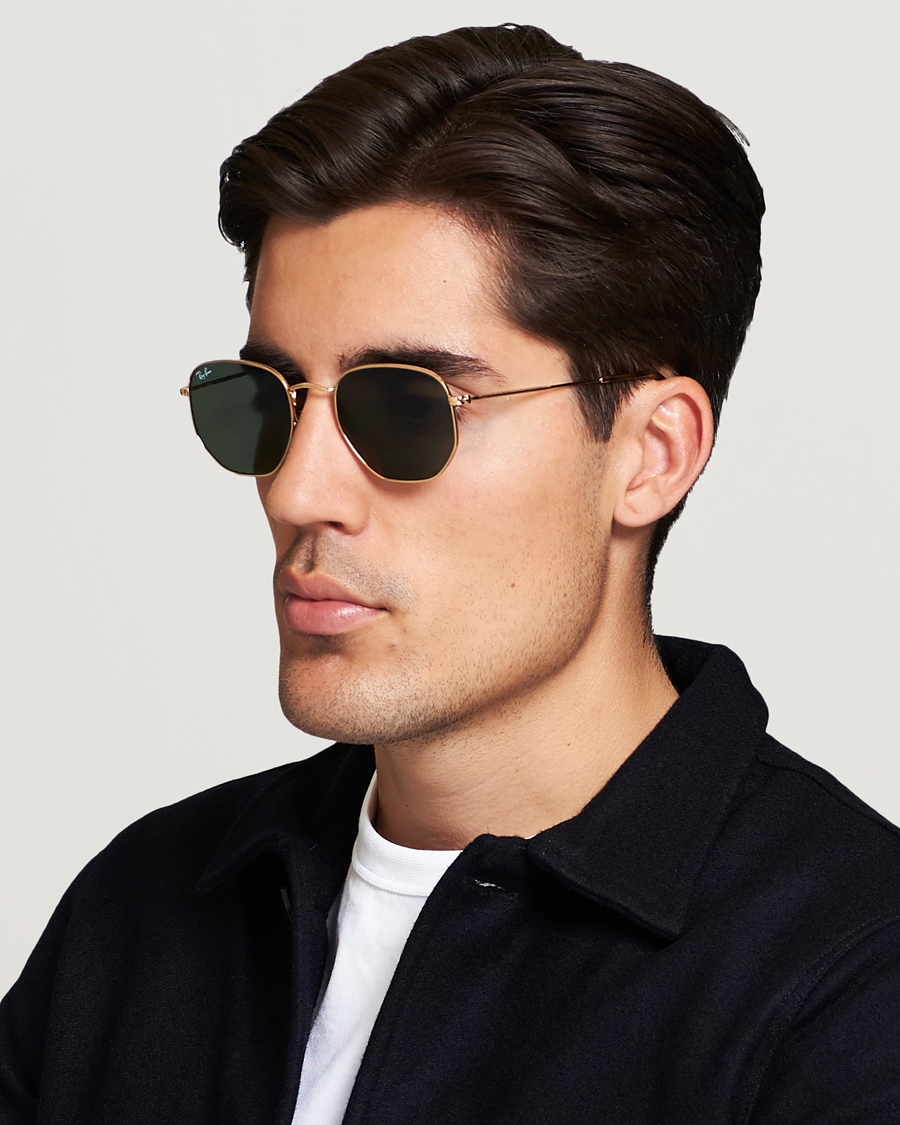 Men | Square Frame Sunglasses | Ray-Ban | 0RB3548N Hexagonal Sunglasses Gold/Green