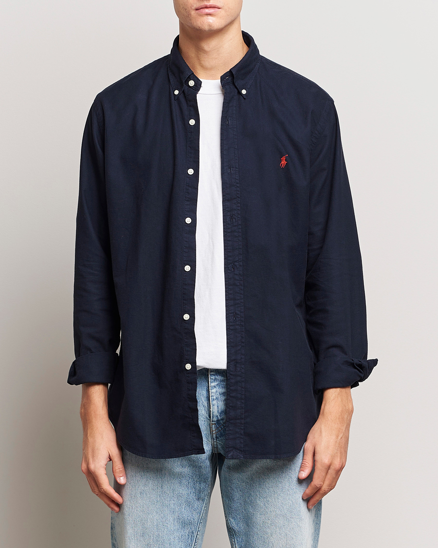 Men | Oxford Shirts | Polo Ralph Lauren | Custom Fit Garment Dyed Oxford Shirt Navy