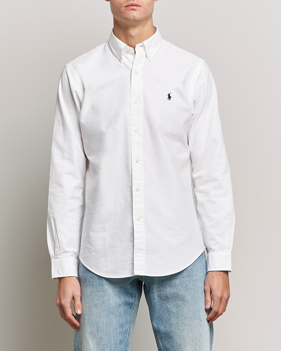 Men | Oxford Shirts | Polo Ralph Lauren | Custom Fit Garment Dyed Oxford Shirt White
