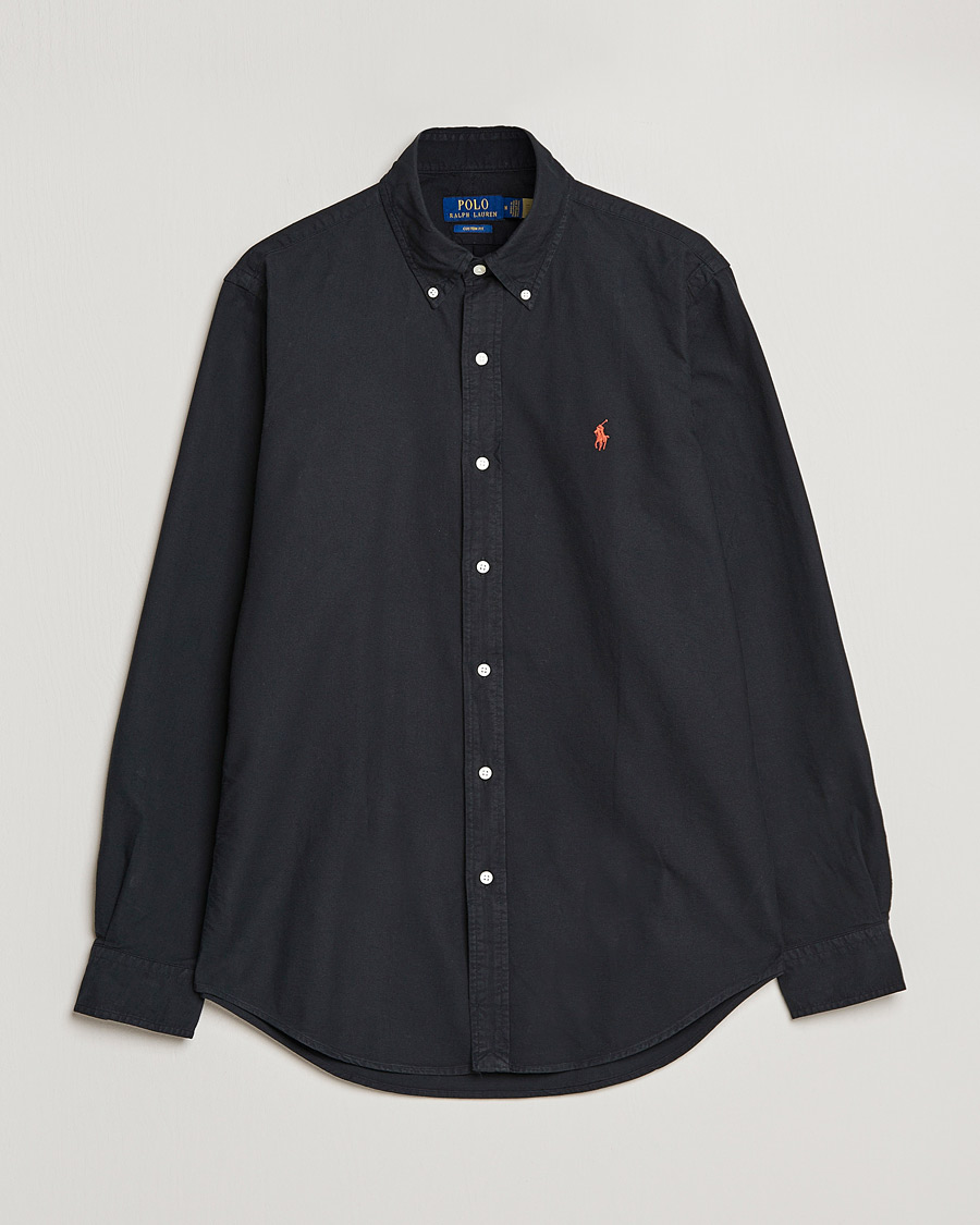 Men | Shirts | Polo Ralph Lauren | Custom Fit Garment Dyed Oxford Shirt Black